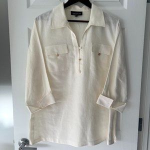 Jones Of New York Designer Women's Shirt-Style Double Pocket Linen Pullover!